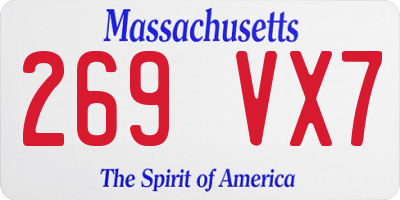 MA license plate 269VX7