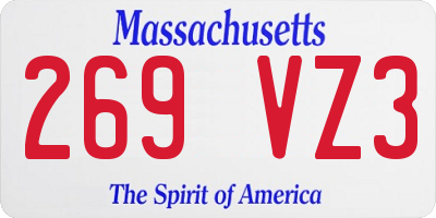 MA license plate 269VZ3