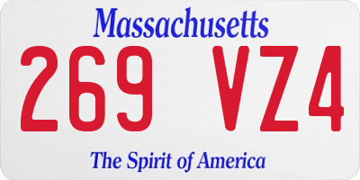 MA license plate 269VZ4