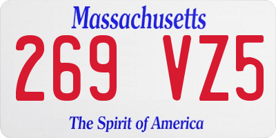 MA license plate 269VZ5