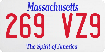 MA license plate 269VZ9