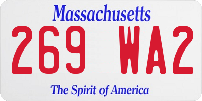 MA license plate 269WA2