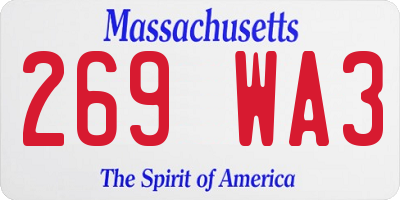 MA license plate 269WA3