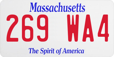 MA license plate 269WA4