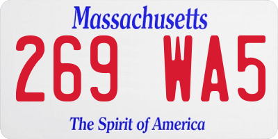 MA license plate 269WA5