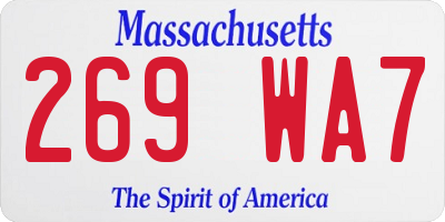 MA license plate 269WA7