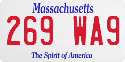 MA license plate 269WA9