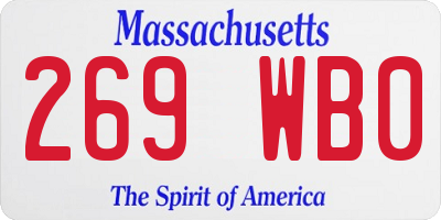 MA license plate 269WB0