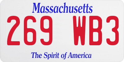 MA license plate 269WB3