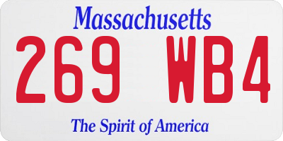 MA license plate 269WB4