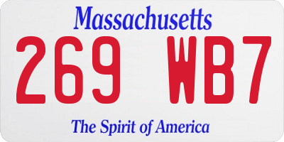 MA license plate 269WB7