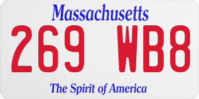 MA license plate 269WB8