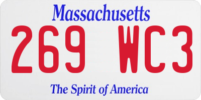 MA license plate 269WC3