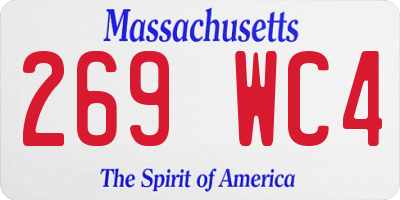 MA license plate 269WC4