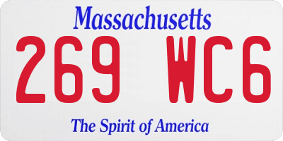 MA license plate 269WC6