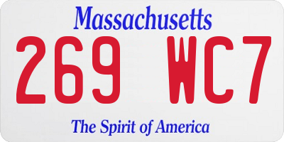 MA license plate 269WC7