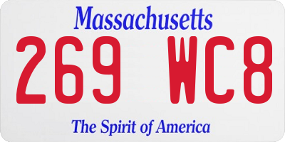 MA license plate 269WC8