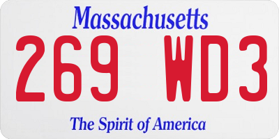 MA license plate 269WD3