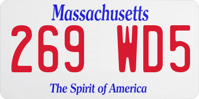 MA license plate 269WD5