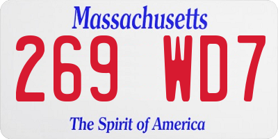 MA license plate 269WD7