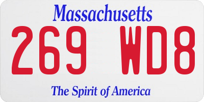 MA license plate 269WD8