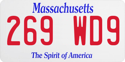 MA license plate 269WD9