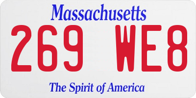 MA license plate 269WE8