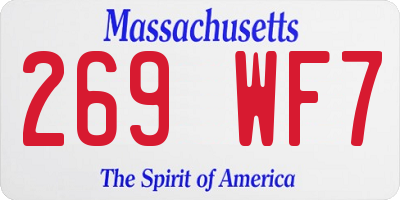 MA license plate 269WF7