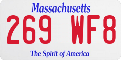 MA license plate 269WF8
