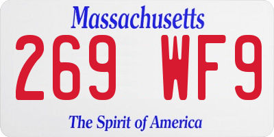 MA license plate 269WF9