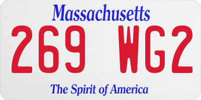 MA license plate 269WG2