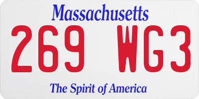 MA license plate 269WG3