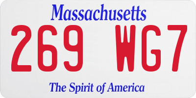 MA license plate 269WG7