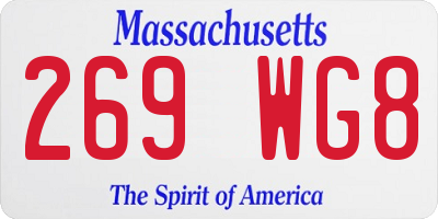 MA license plate 269WG8
