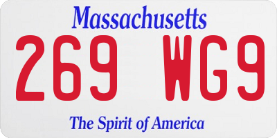MA license plate 269WG9