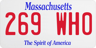 MA license plate 269WH0