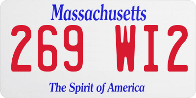 MA license plate 269WI2