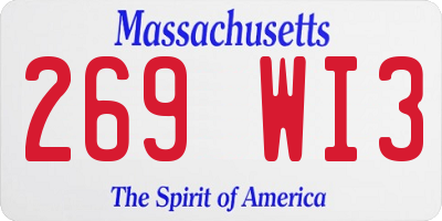 MA license plate 269WI3