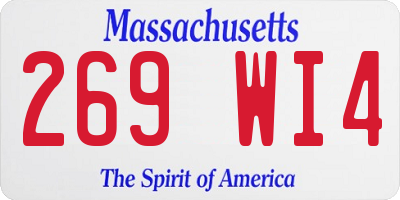 MA license plate 269WI4