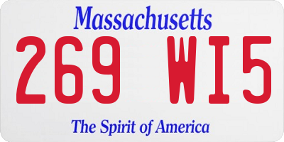 MA license plate 269WI5
