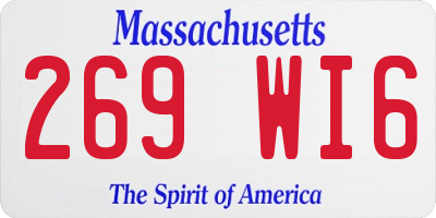 MA license plate 269WI6