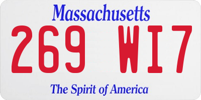 MA license plate 269WI7