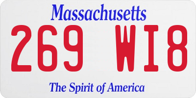 MA license plate 269WI8