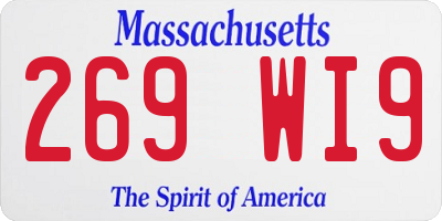 MA license plate 269WI9