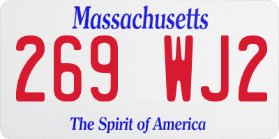 MA license plate 269WJ2