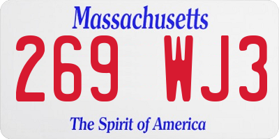 MA license plate 269WJ3