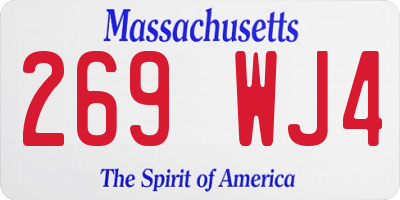 MA license plate 269WJ4