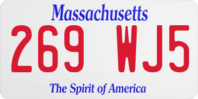 MA license plate 269WJ5