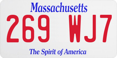 MA license plate 269WJ7