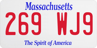 MA license plate 269WJ9